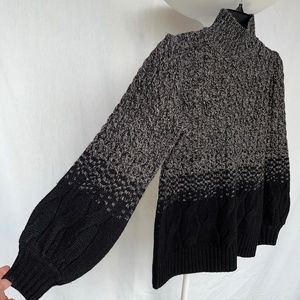 Tahari (S) wool-blend ombré mock neck sweater in grey & black.
